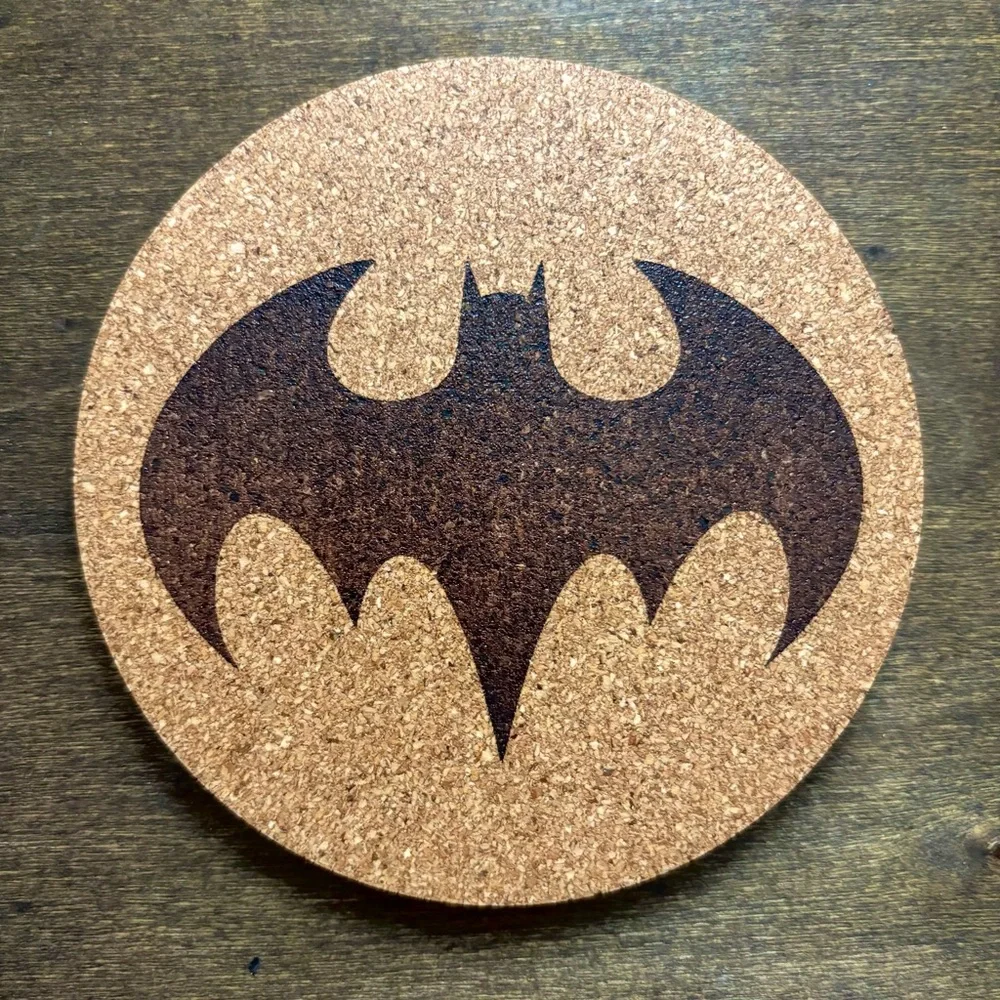Batman Michael Keaton Logo Laser Engraved Cork Coaster